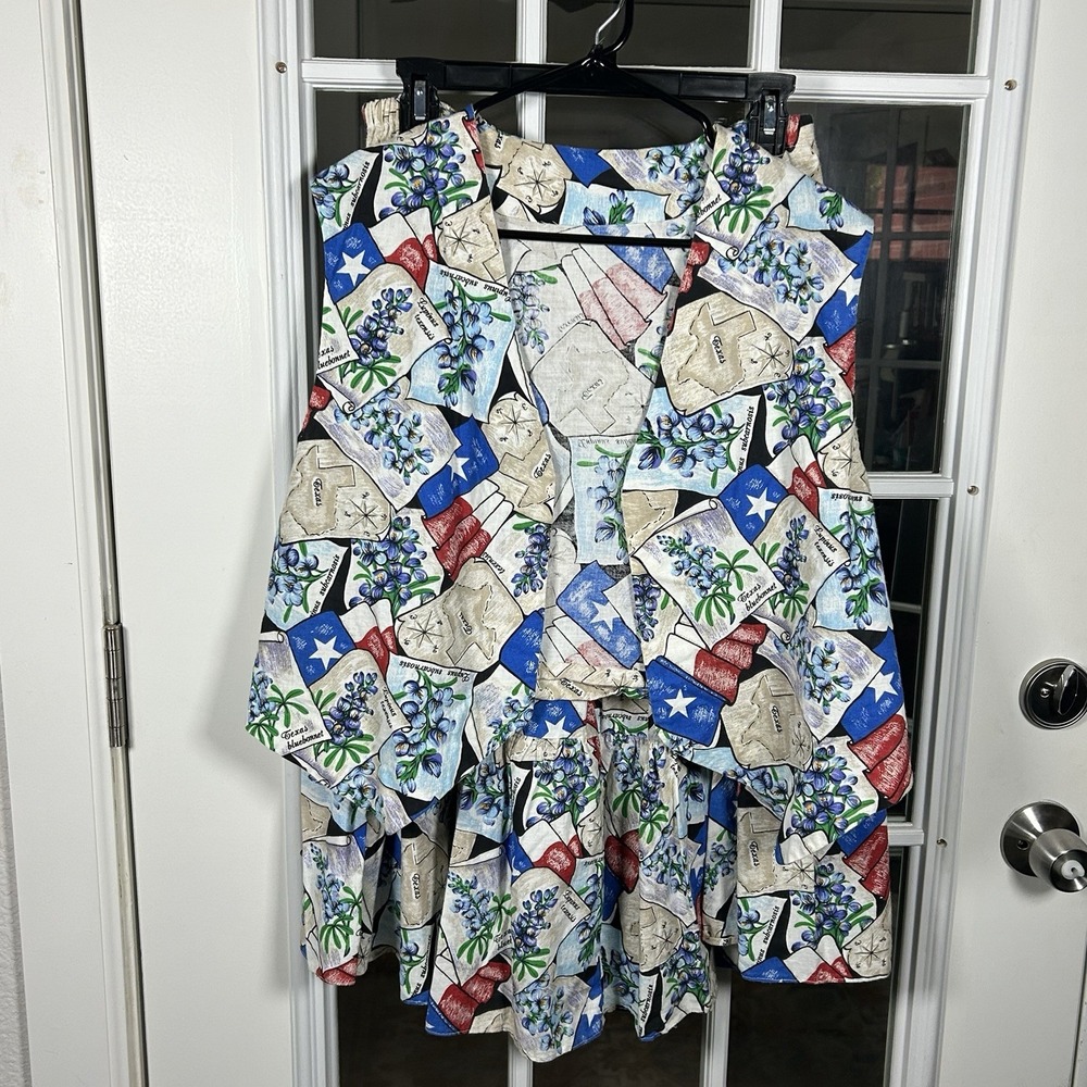 Handmade Texas Bluebonnet Novelty Print Skirt And Best Set Texas Flag Cottagecor